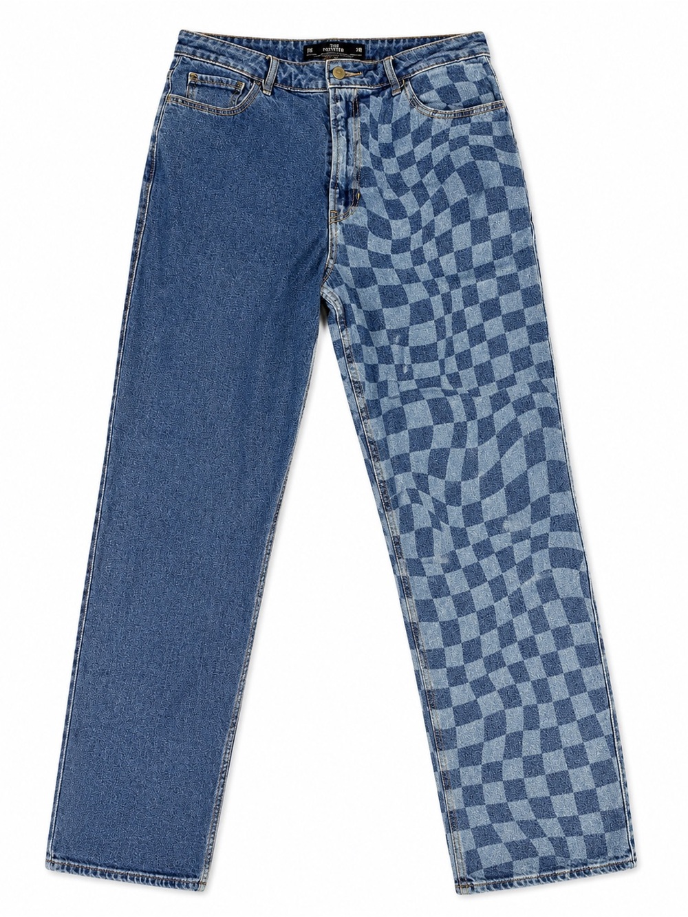 Hollister Two-Tone Blue Checkerboard Straight Jeans